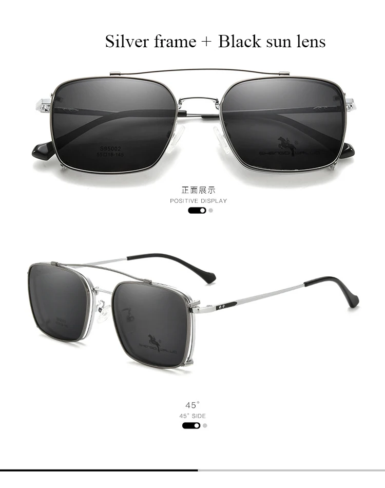BCLEAR Vintage Legierung Clip-Auf Sonnenbrille Mode Optische Rahmen Männer Frauen Spektakel Polarisierte Clip Sonnenbrille UV Schutz – Detail 14