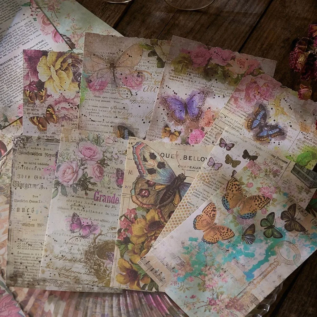 Papier de scrapbooking vintage, collage de bricolage, fournitures de journal indésirable, décor de licence esthétique, 100 feuilles