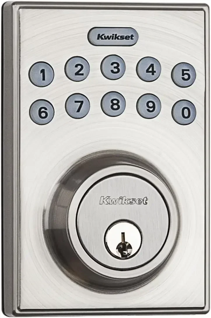 92640-001 Contemporary Electronic Keypad Single Cylinder Deadbolt with 1-Touch Motorized Locking, Satin Nickel, 8 x 4 x 6