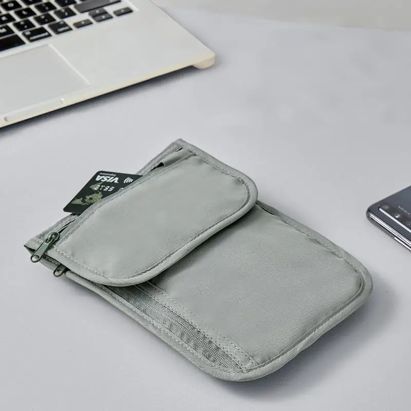 Lightweight RFID Anti-Theft Neck Wallet Travel Passport Credit Card Holder Pouch Adjustable Strap Outdoor
