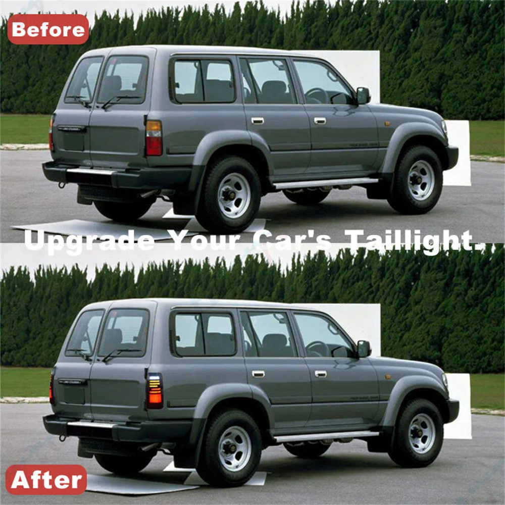 Pair LED Taillights For 1989-1991 1997 Toyota Land Cruiser 80 LC80 FJ80 FZJ80 Taillamp Taillight Rear Lamp Turn Signal Light