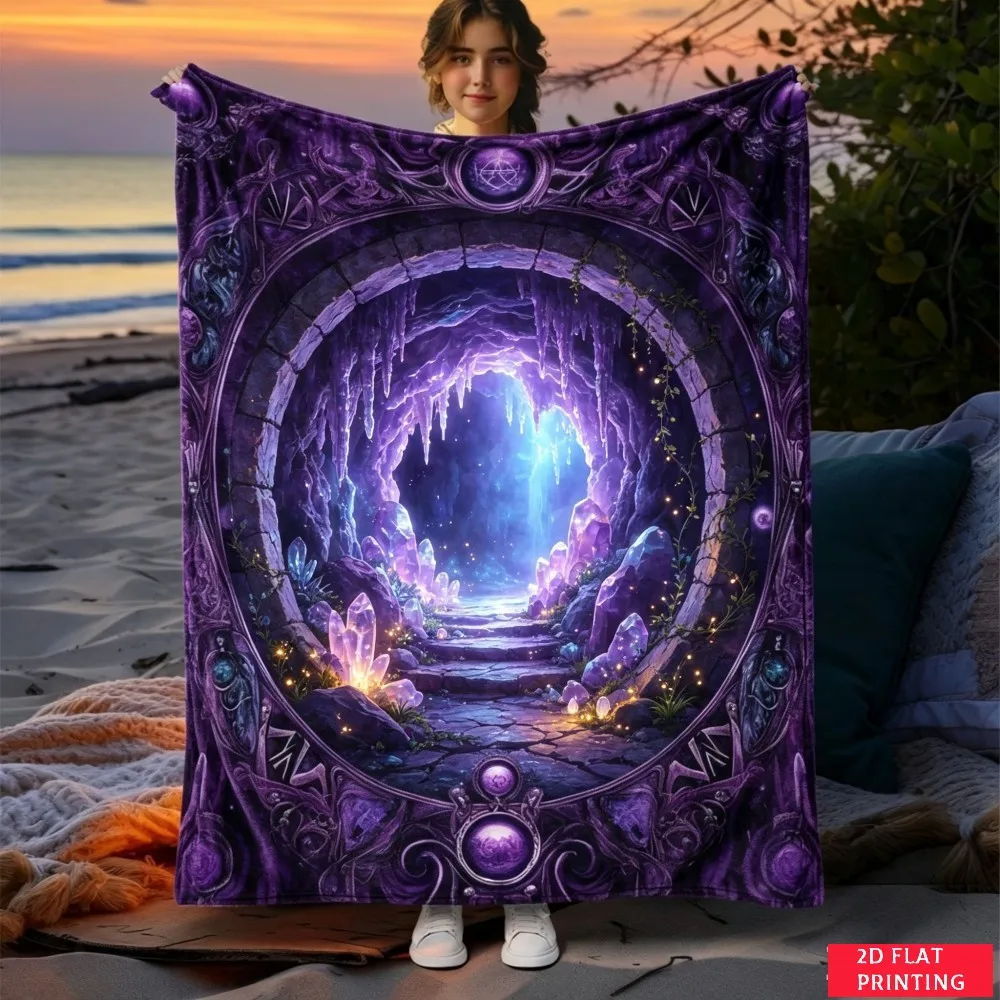 Purple Moon Tree Of Life Mystical Magic Fleece Blanket For Enchanted Bedroom Decor Lightweight Plush Throw Blanket Cover