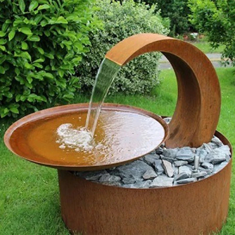 custom.Custom Garden Landscape Artificial Corten Steel Waterfall Fountain with Weather Resistant Feature and Customizable