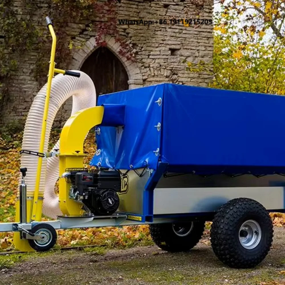 High-Efficiency Tow-Behind Leaf Blower Powerful  Engine Large Collection Bag Long Hose Lawn Garden Commercial
