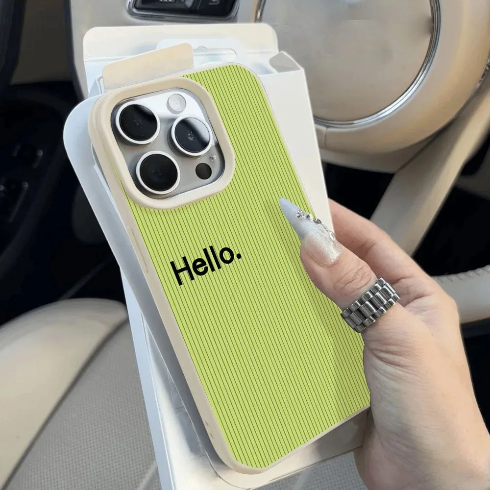 

Green Stripe Lichee Pattern Phone Case For iPhone 14 15 16 Plus 11 12 13 Pro Max Candy Color Shockproof Silicone Soft Cover