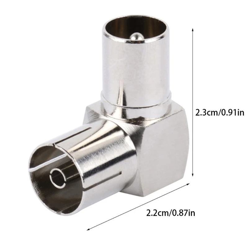 هوائي التلفزيون الجوي الزاوية اليمنى قابس مهايئ إلى المقبس F أنثى إلى قابس ذكر التلفزيون