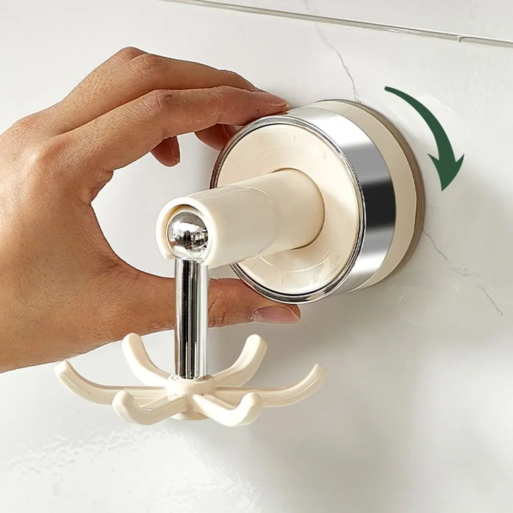 

Wall Mounted 360° Rotating Folding Hook Powerful Hanging Kitchen Utensil Holder Space-saving Traceless Suction Cup Hook Bathroom
