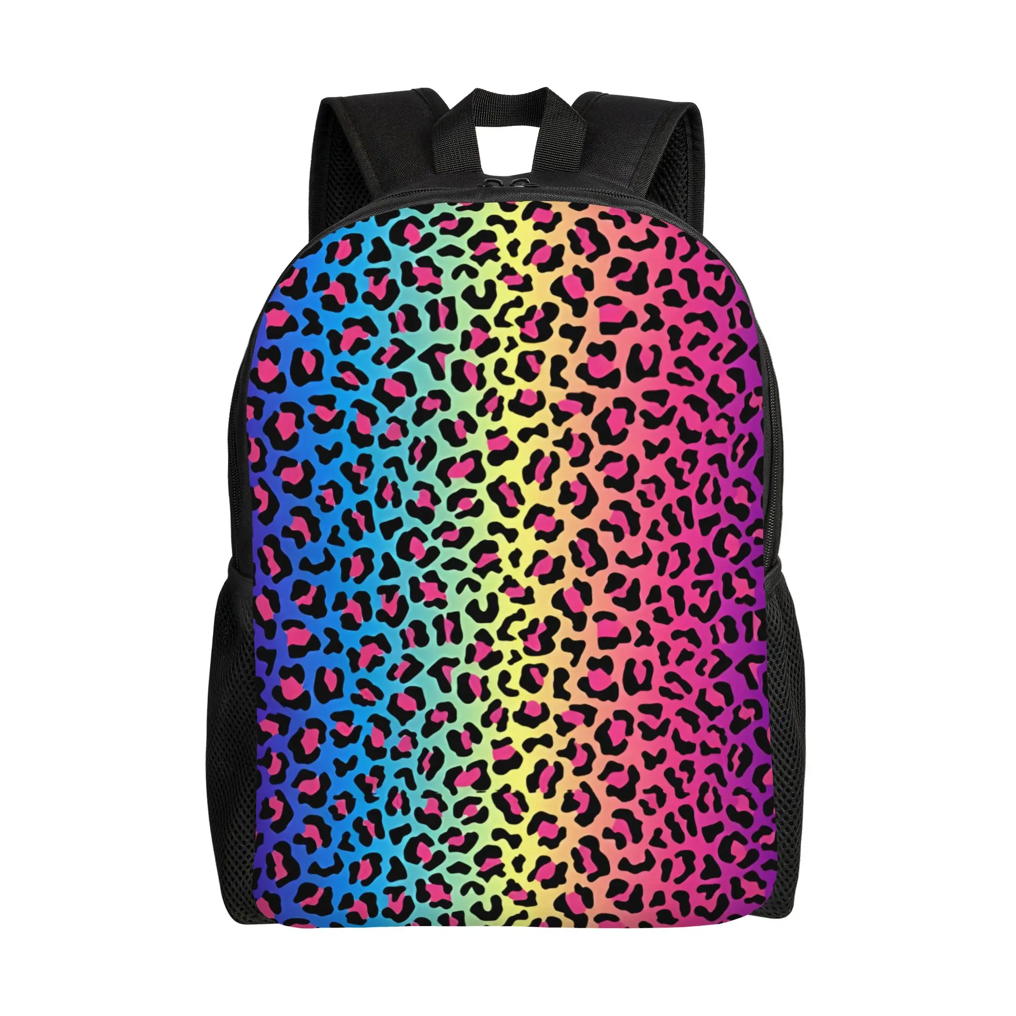 Leopard Print Book Pack Back to school season Rainbow Leopard  Cool Backpack