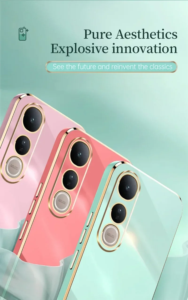 6D ضفيرة لينة حافظة هاتف من البولي يوريثان الحراري ل VIVO V50 لايت V50E V 50 تصفيح لينة سيليكون للصدمات الغطاء الخلفي ل VIVO V50lite 5G