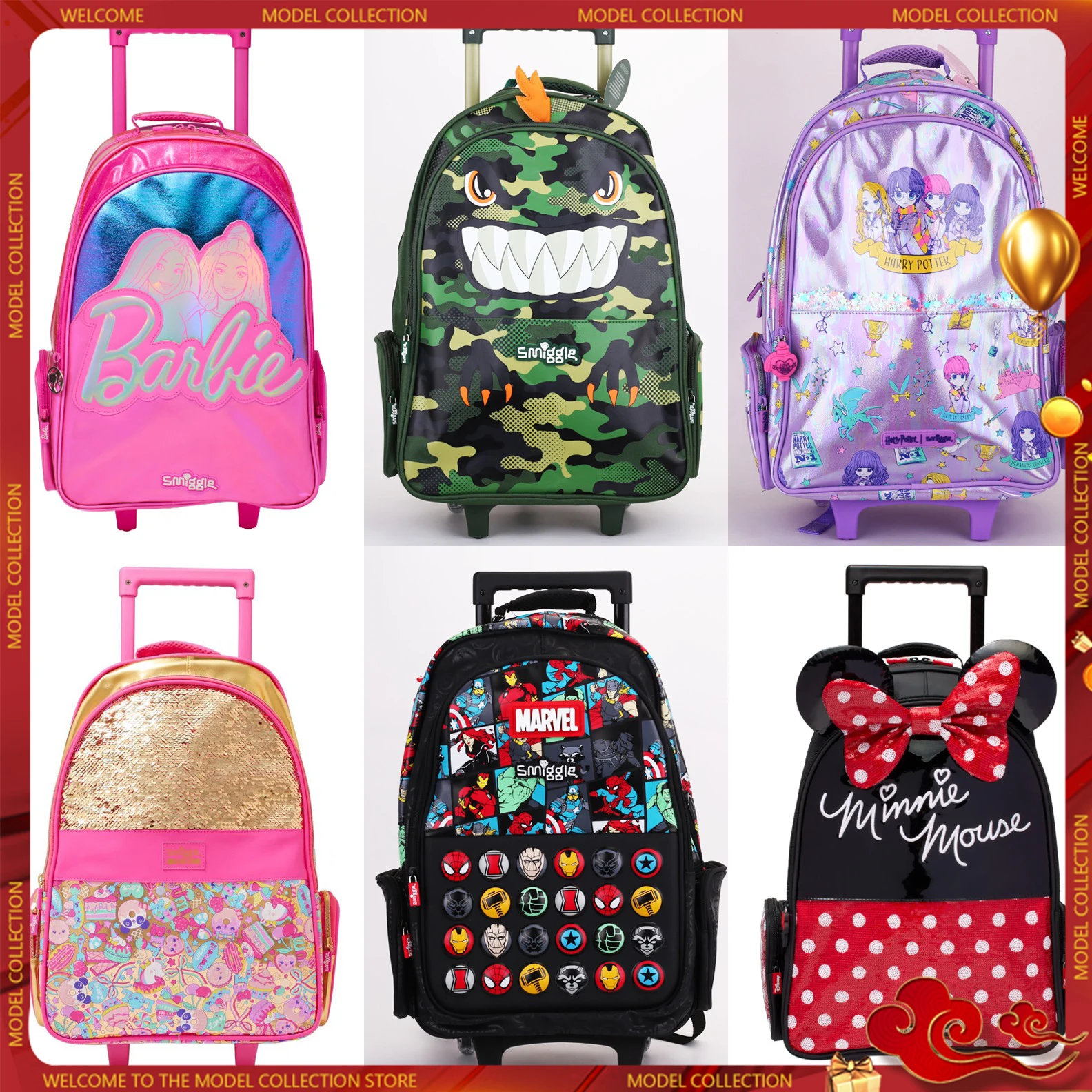 

Australia Smiggle Pull-rod schoolbag Disney Primary School Students' Large-Capacity Burden Reduction Bag Girls And Boys Fashion