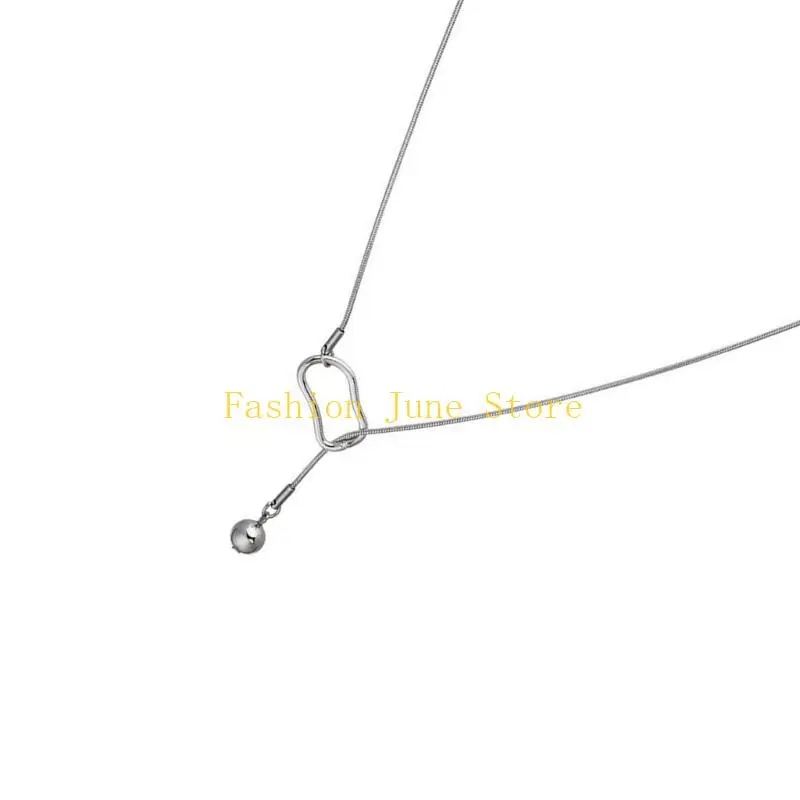 N5KA Fashionable Silver Gold Bead Necklace Versatile Alloy Jewelry Neckchain Adjustable Length Clavicle Chain Gift