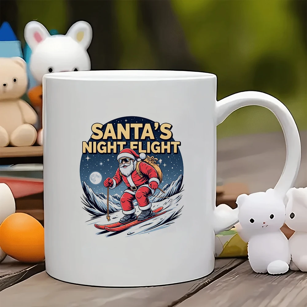 

11oz Mug + Santa Claus Night Flight Cartoon Cup + Retro Classic Kids Cup + Family Office Coffee Cup - Essential Christmas Gift