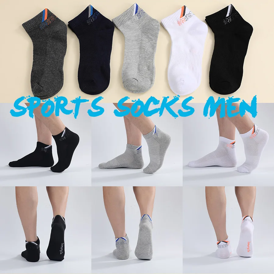 3 Pairs/Lot Sports Socks Men Short Running Athletic Outdoor Cotton Summer Ankle Casual Black Red Blue Brand Design Sock Male