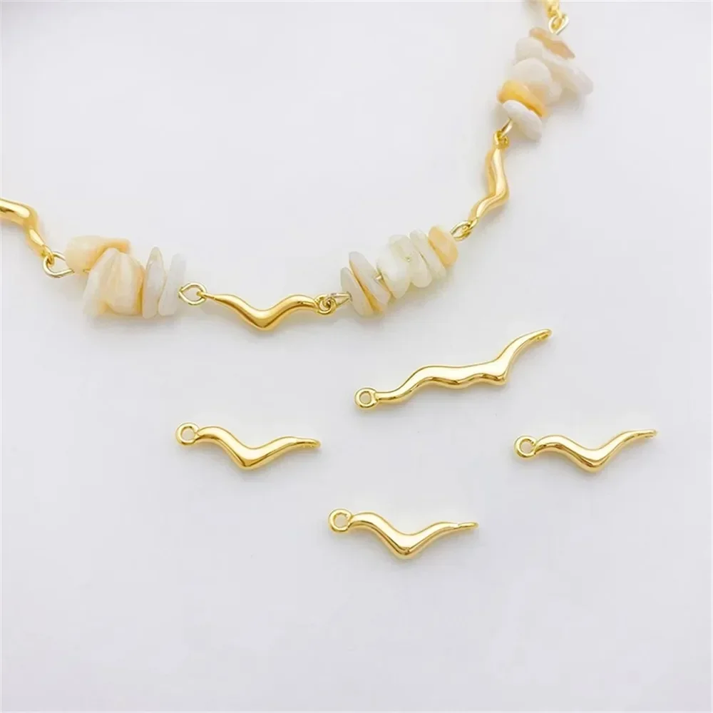 14K Gold Wrapped Smooth Irregular Branch Double Hanging Connection DIY Handmade Bracelet Necklace Earring Material Accessories