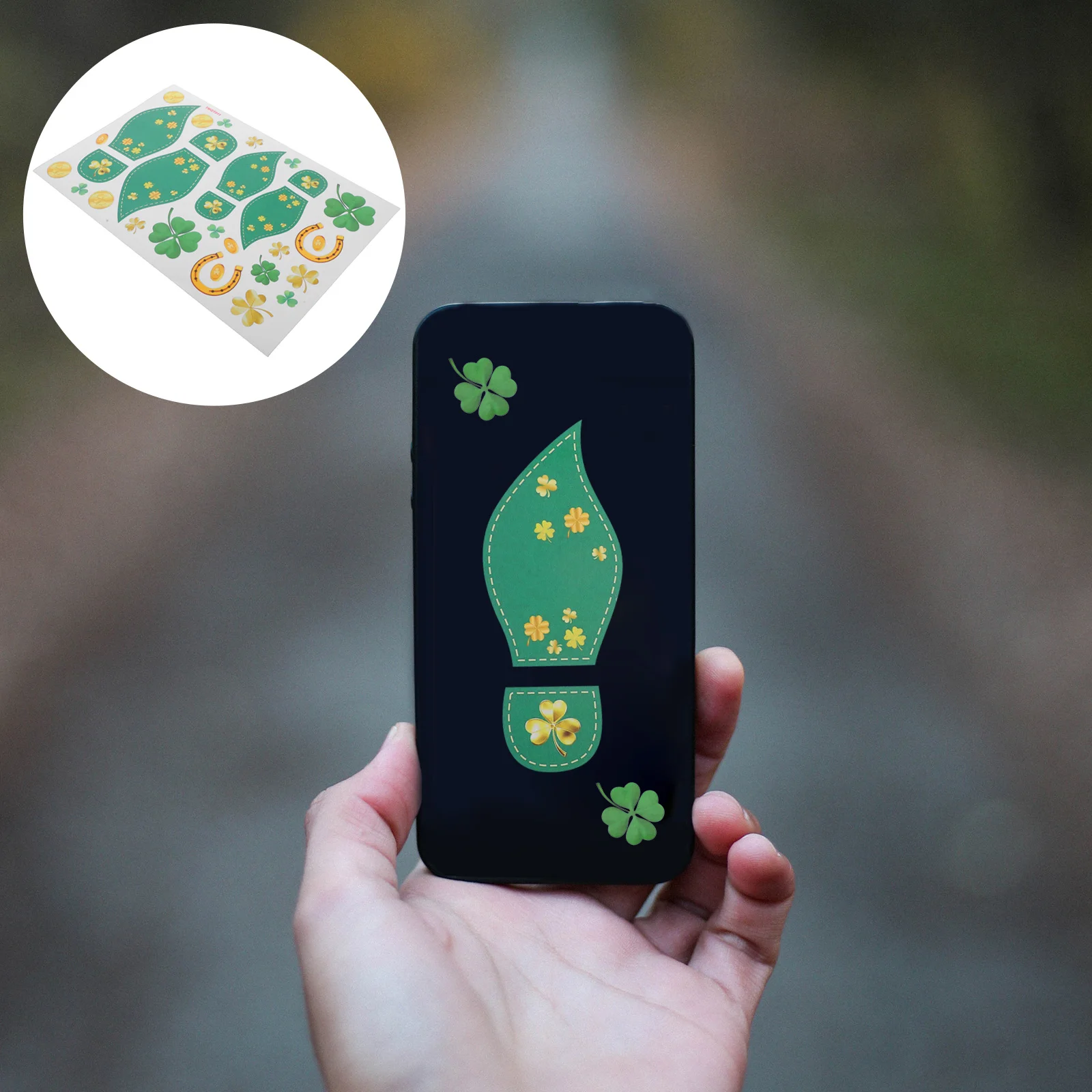 

1Set St Patrick Day Shamrock Footprint Coin Stickers Easy Remove Party Favor Wall Floor Decoration Sticker Wall