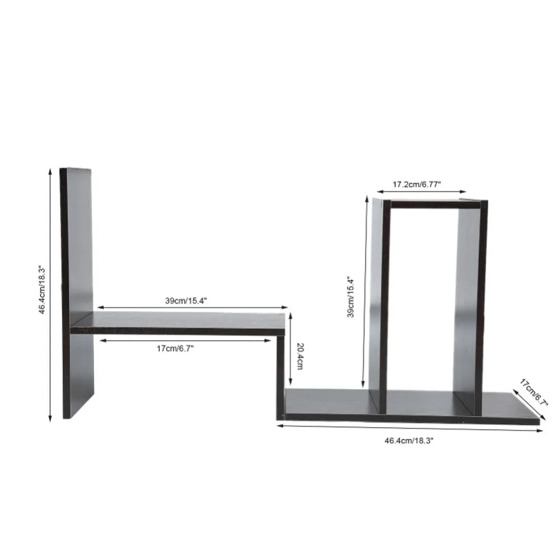 DIY Настольный Стеллаж Для Хранения Дисплей Полка Органайзер Столешница Книжный Шкаф Темный Орех
