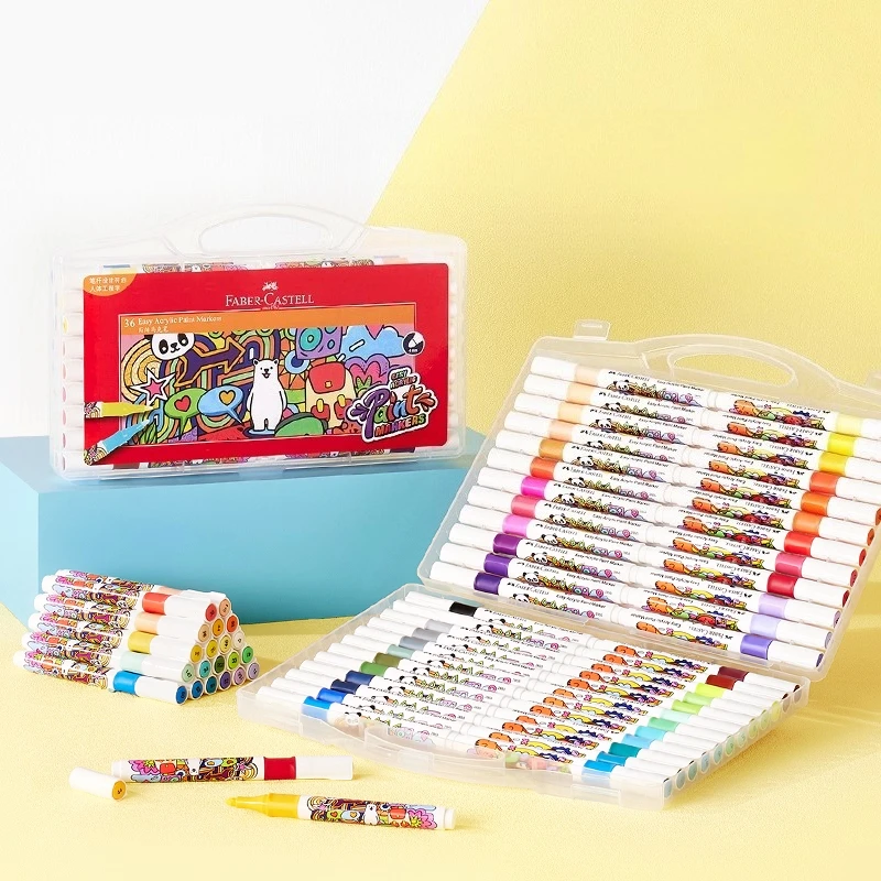 

FABER CASTELL Easy Acrylic Paint Markers 48 Colors Student Mark Pen Acrylic Mark Pen for Art Special Painting Graffiti Brush