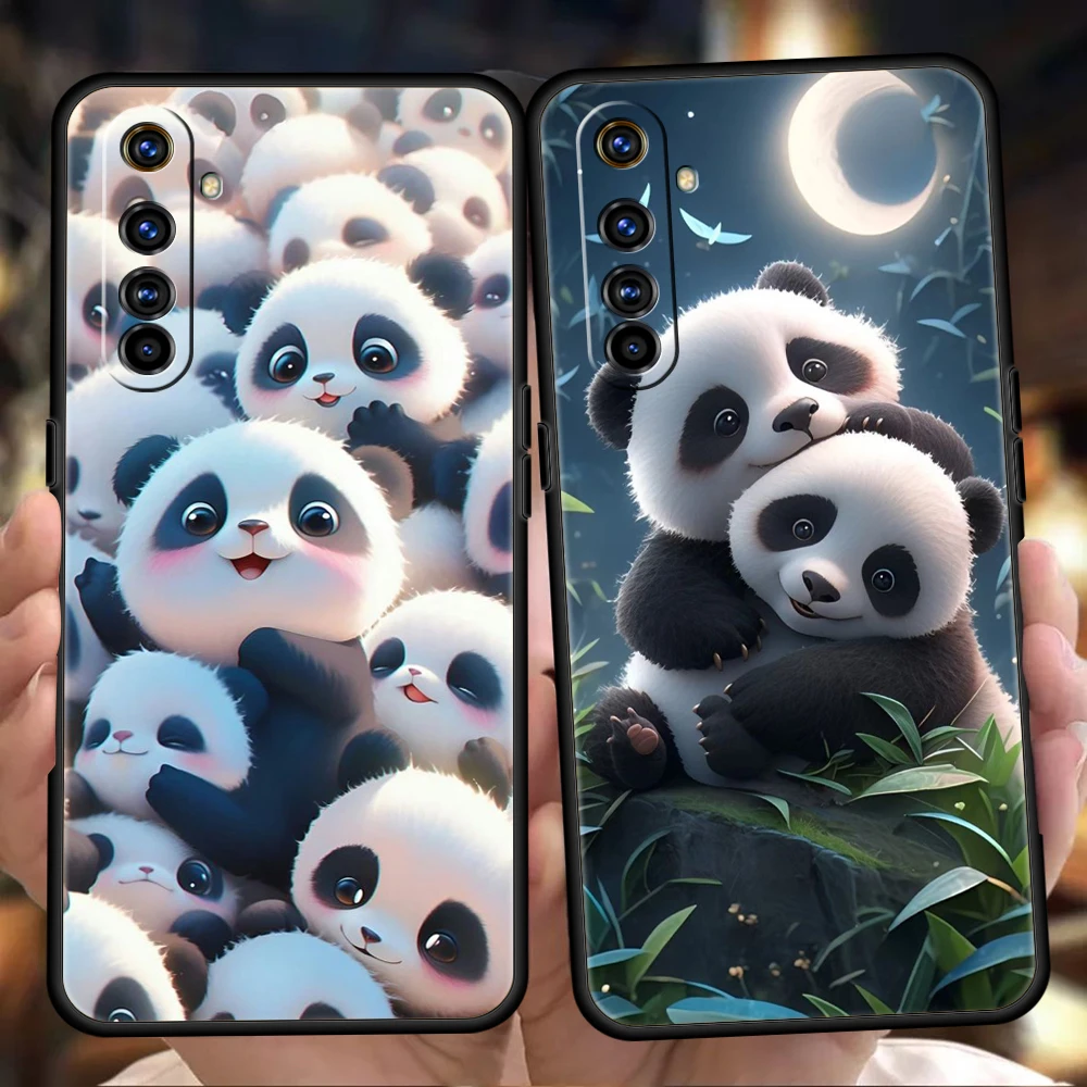 Cartoon Lovely Panda Phone Case for Oppo A17 A12 A57 A74 A16 Find X5 X6 A52 A53 A54 A15 Reno 6 Z 7 Pro A9 2020 5G Silicone Shell