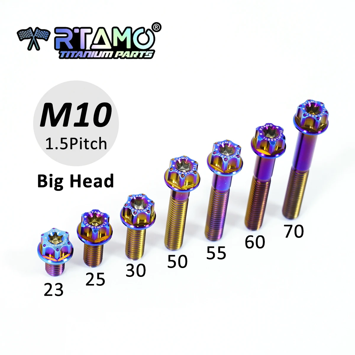 RTAMO Titanium Bolt M10X23/25/30/50/55/60/70X1.5Pitch Torx Head Flange Screws for Bicycle and Motorbike Modification (1PC)