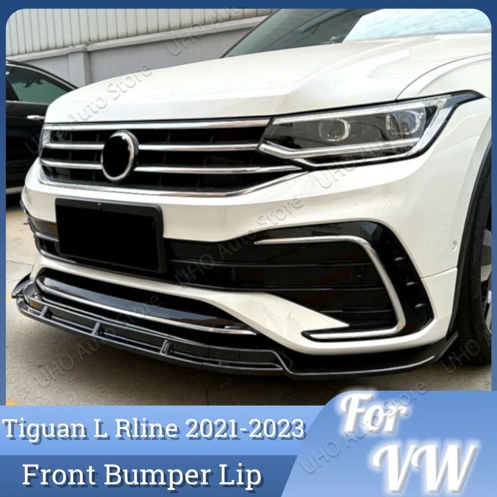 Tiguan Front Bumper Lip Diffuser Spoiler Splitter Gloss Black Car Body Kits For Volkswagen Tiguan Rline L 2021 2022 2023 2024