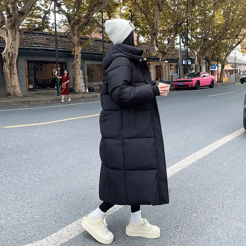 Preto inverno para baixo jaqueta de algodão 2025 novo coreano
