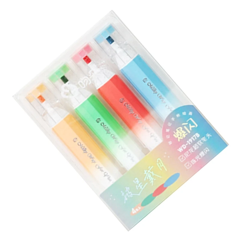 4 Colors Highlighter Pen Inclined Tip Colorful Highlighter for Calendar Journal