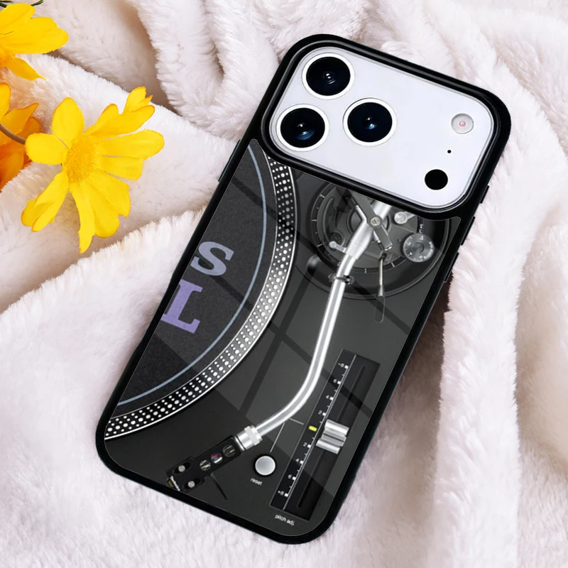 Capa de Celular Retrô com Design de Toca-Discos DJ para iPhone 11 12 13 14 15 16e 17 Pro Max e iPhone 17 Air