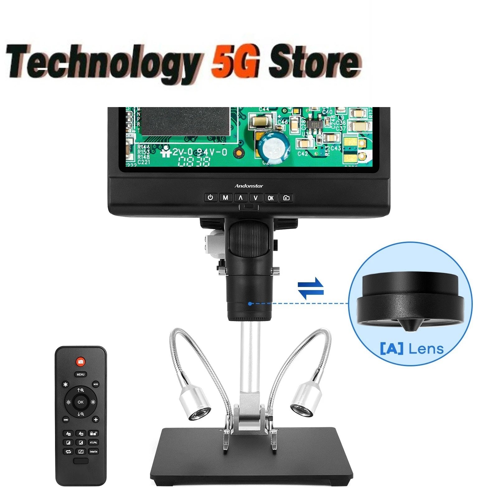 Andonstar AD249-M 10-inch LCD Screen Digital Microscope for Electronics Soldering and Repairing