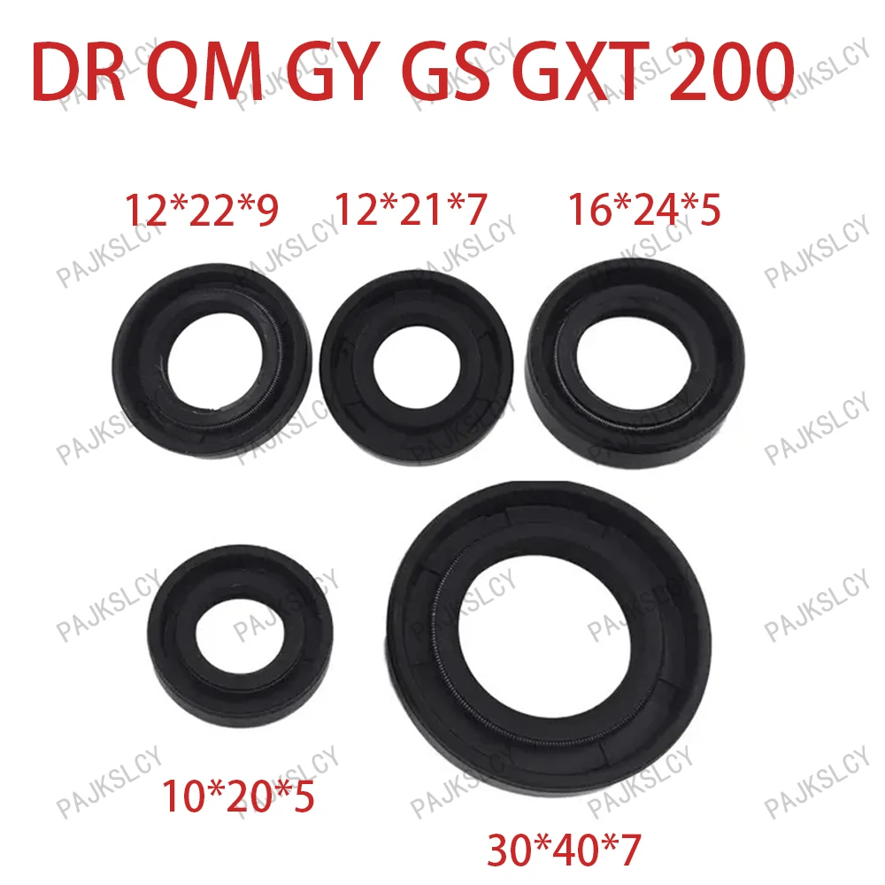Sellos de aceite completos para motor Qingqi, piezas de motor para Suzuki DR200 QM200 GY200 GS200 GXT200 DR QM GY GS GXT 200