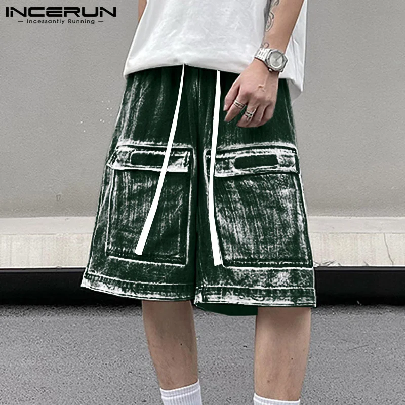 INCERUN Men Shorts Joggers Drawstring Loose Joggers Pockets Casual Men Bottoms Streetwear 2024 Fashion Leisure Male Shorts S-5XL