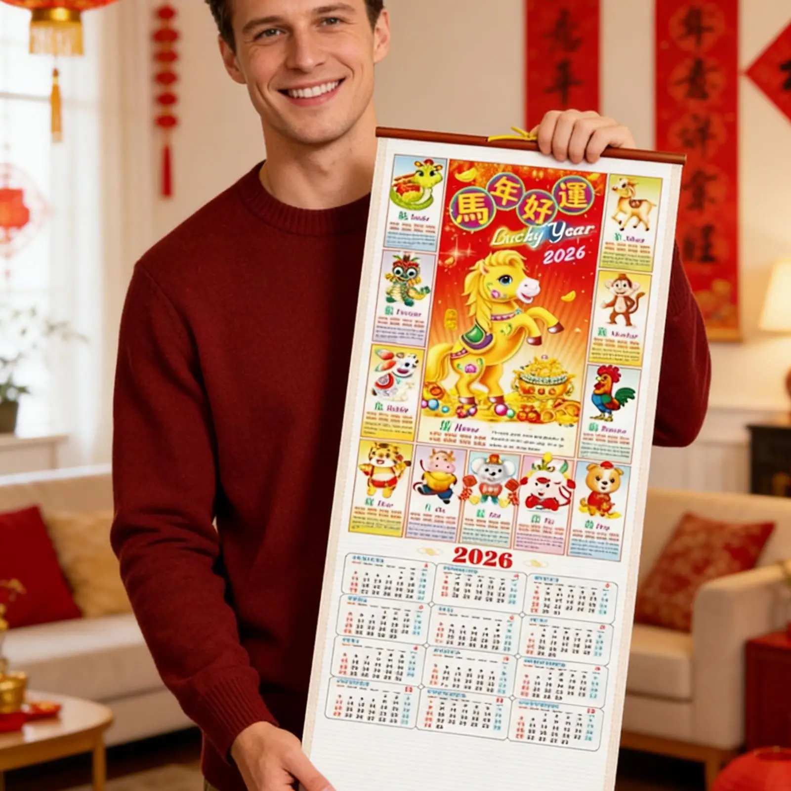 Office Wall Calendar Hangable Monthly Planner Paper Year Of The Horse Chinese Calendar Planning For Office School Classroom