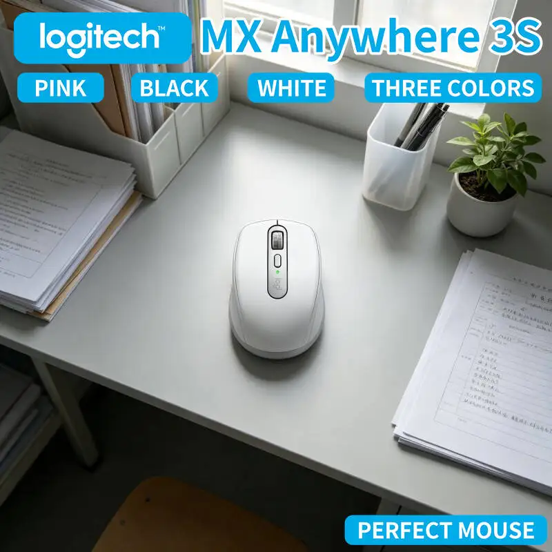 

Travel-Friendly MX Anywhere 3S Mouse - 8K DPI 3-Device Bluetooth Quick Charge Perfect for Watch Short Trip On-site Task Roster