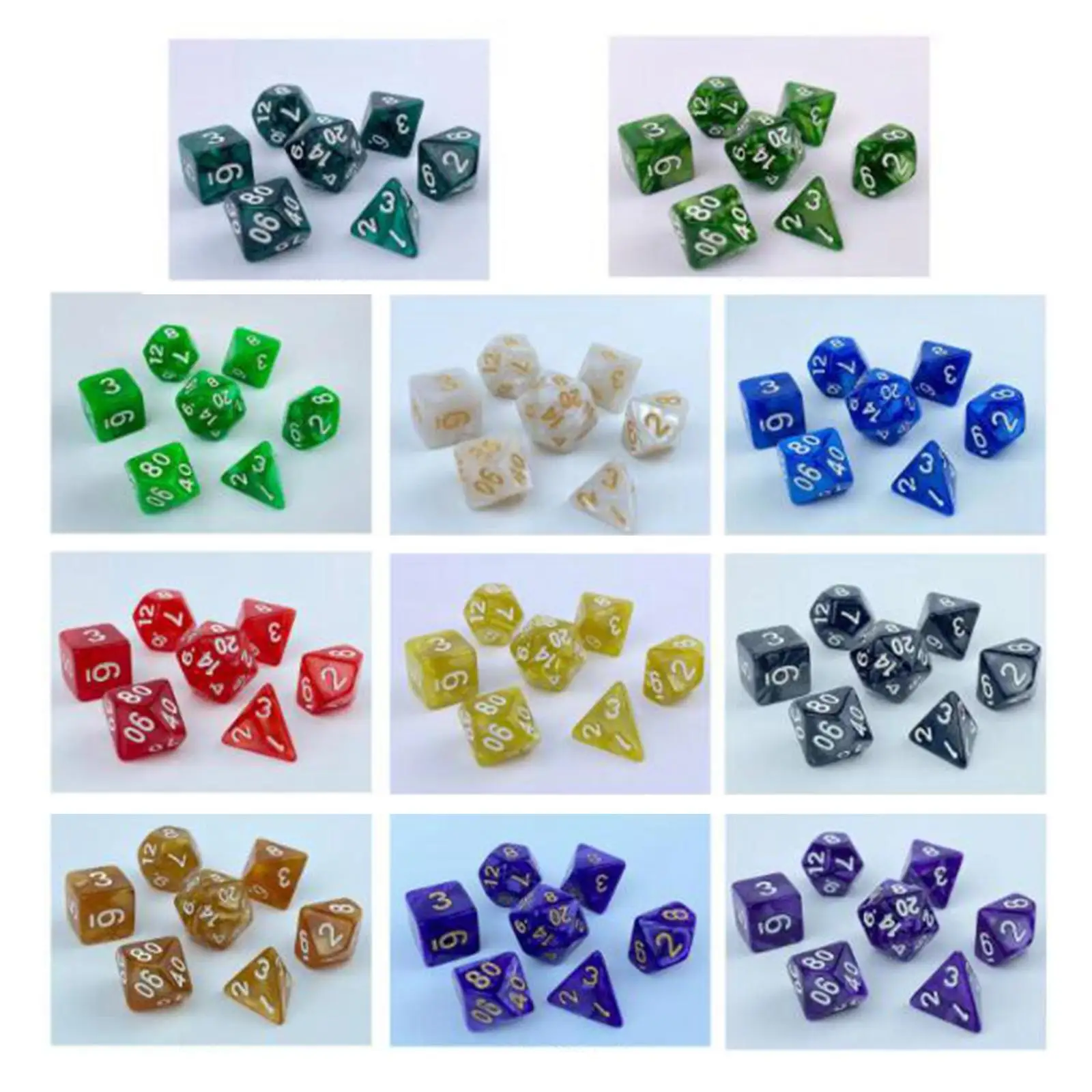

70Pcs Polyhedral Dice Board Game Props Toy Polyhedral Dice Set for D20