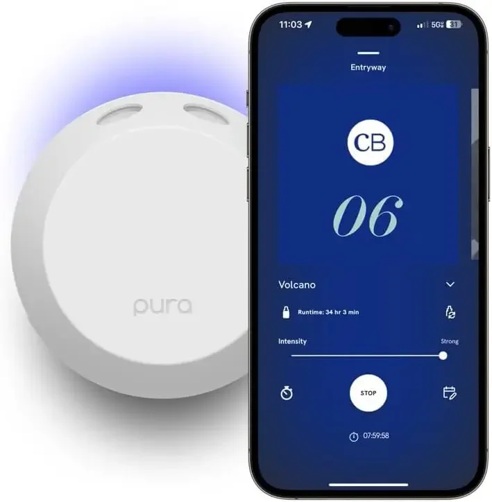 Blue Pura 4 Smart Fragrance Diffuser Kit - Includes 1 Pura V4 Aromatherapy Diffuser + 2 Capri Blue Volcano Diffuser Pura Fragran