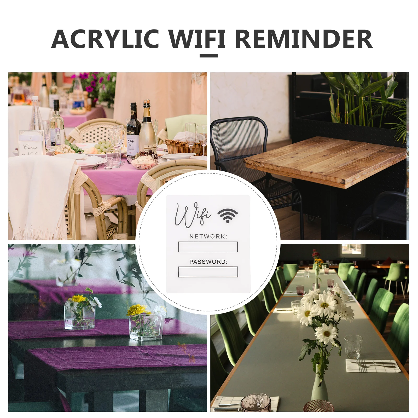 واي فاي كلمة المرور تسجيل الاكريليك منظم سطح المكتب للمنزل مكتب فندق غرفة الضيوف أساسيات حساب صغير كلمة المرور عرض المجلس #5