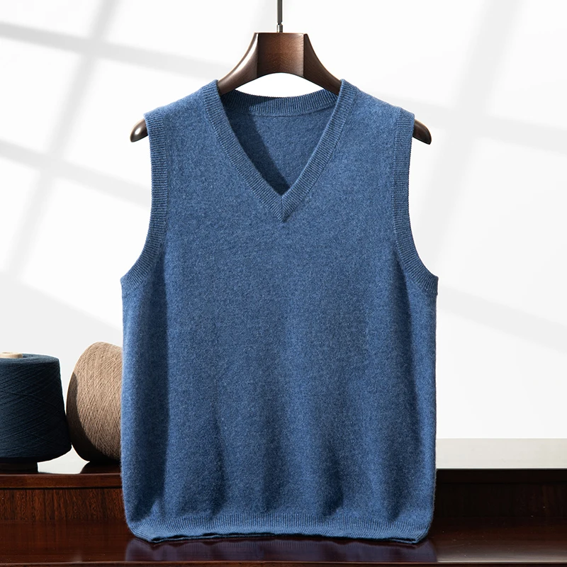 Men's V-Neck Pullover Sleeveless Vest 100% Pure Cashmere Soft Fashionable Casual Base Sweater 2026 New view 5