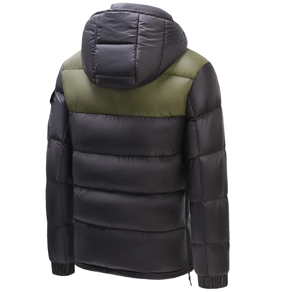 Luxury Brand Patchwork Jackets Men's Clothing Trends Winter Cotton Coat Warm Hooded Parkas Zipper Long Sleeve Windproof Jacket