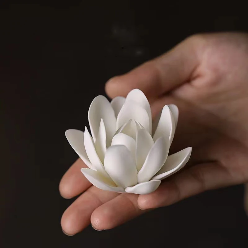 Ceramic Handmade Lotus Thread Incense Base - Household Indoor Thread Incense Socket - Decorative Decoration for Buddha Hall