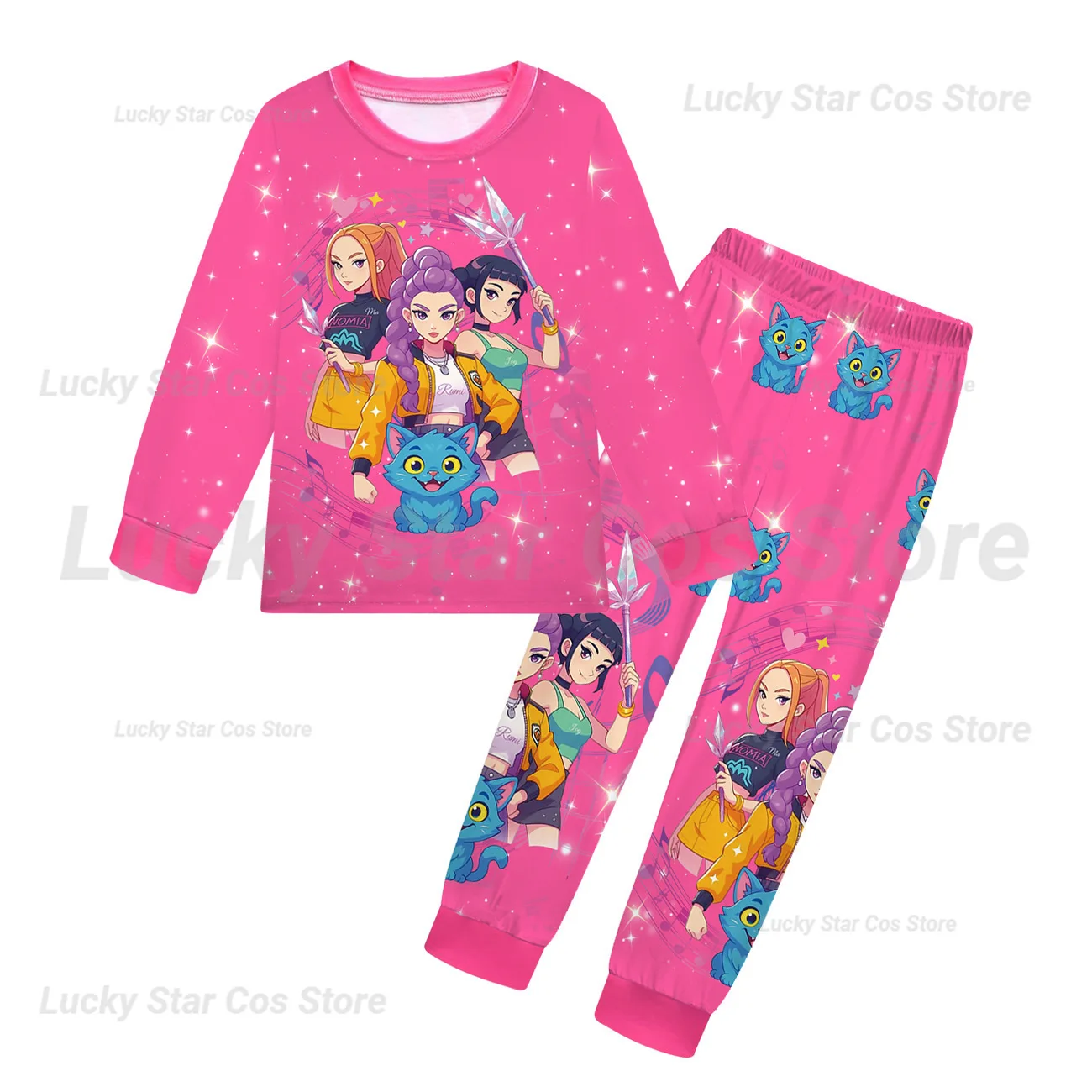 

K Pop Huntrix Demon Hunters Kid Pajamas Set Girl Boy Long Sleeve T-shirt+Pants 2pcs Autumn Sleepwear Comfortable Fashion Clothes