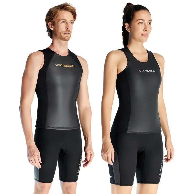 

Wetsuit Men Women 2MM Light Leather Sleeveless Vest Short Cold-proof Diving Wetsuit Snorkeling Surf Suit Swimming Trunks Beach