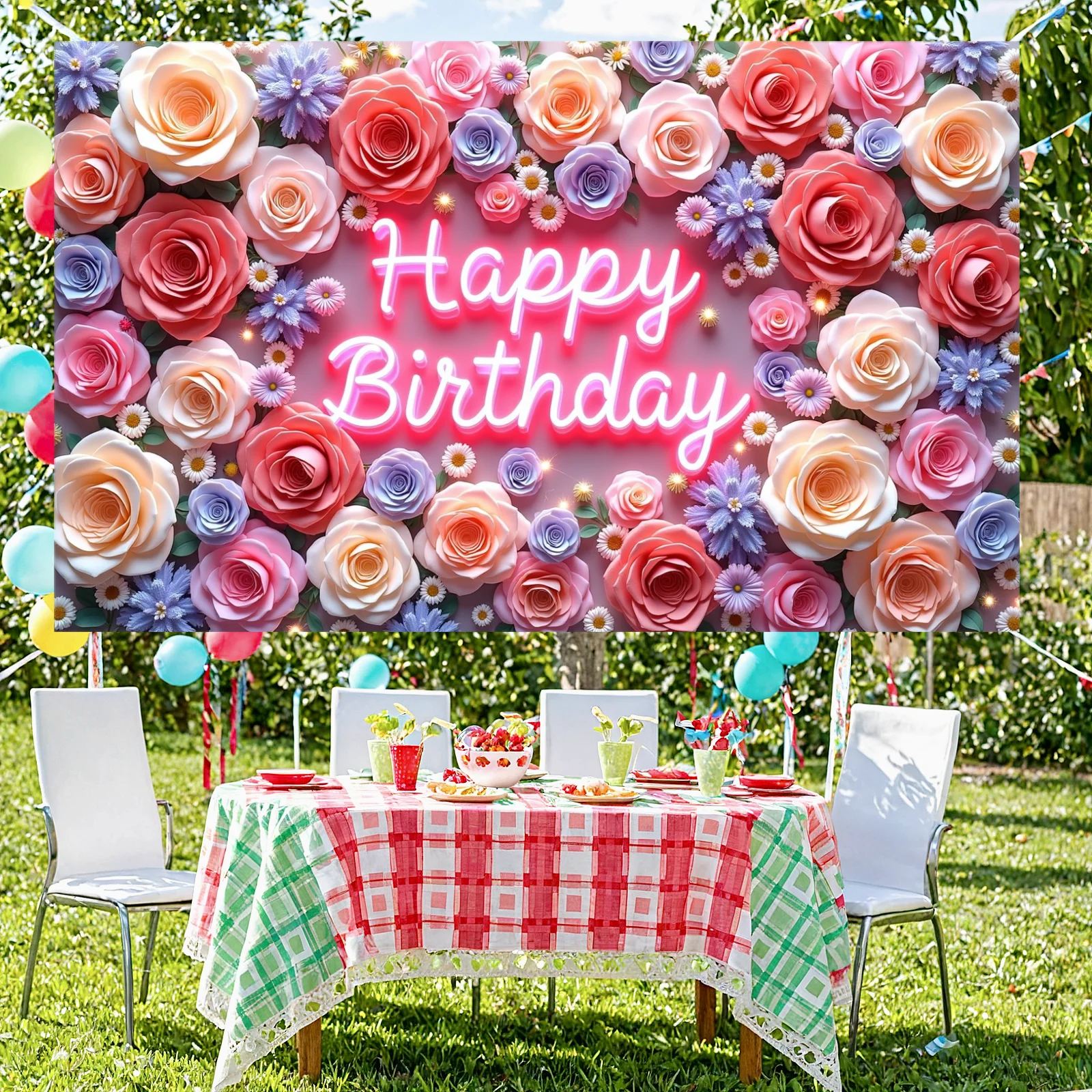 

Баннер для дня рождения с звездами, праздничный баннер с мягким акварельным фоном для украшения на день рождения