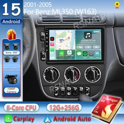 Android 15 For Benz M-Class W163 ML320 2003- 2005 2K QLED Android Car Radio Multimedia Video Player GPS stereo CarPlay Head Unit