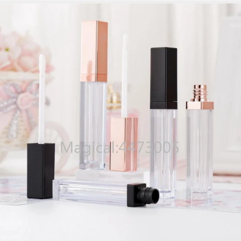 5ML Rose Gold Lip Gloss Container Plastic Empty Liquid Lipstick Storage Bottle Lip Gloss Tube Black Lipgloss Botte