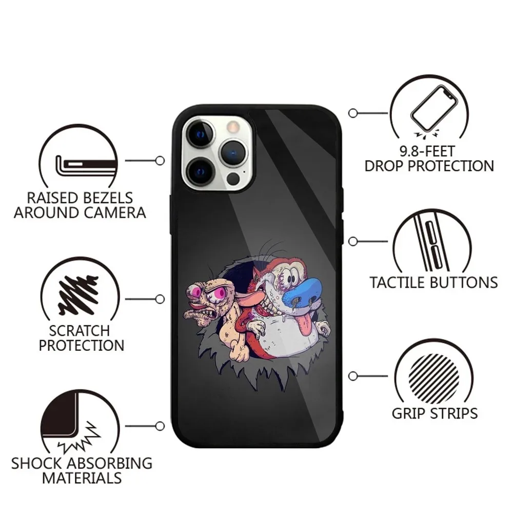 Anime Ren and S-stimpy Phone Case For iPhone 15,14,13,12,11,Plus,Pro,Max Mini Magsafe Magnetic Wireless Charging