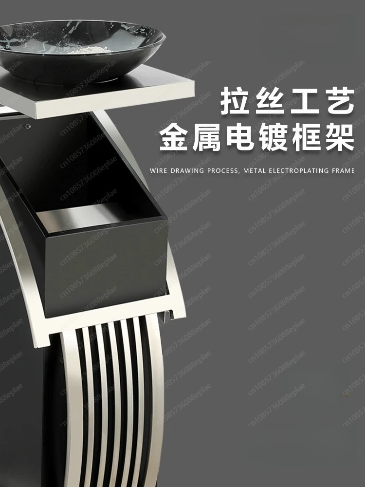 سلة مهملات من الفولاذ المقاوم للصدأ مع منفضة سجائر، صندوق تجاري قائم لردهة الفندق، والمركز، والممر والممر #2