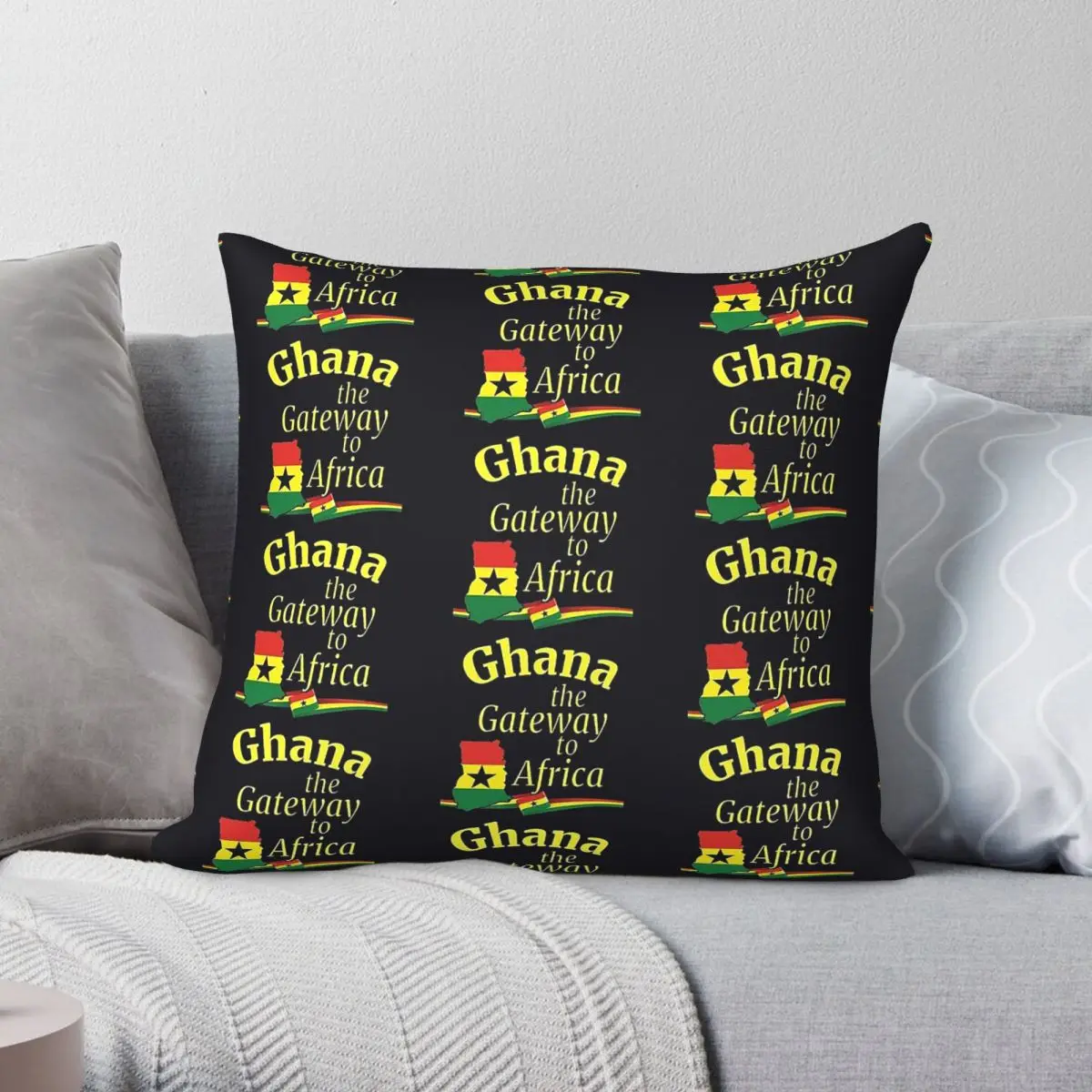 Ghana Gateway To Africa Square Pillowcase Polyester Linen Velvet Creative Zip Decor Home Cushion Cover