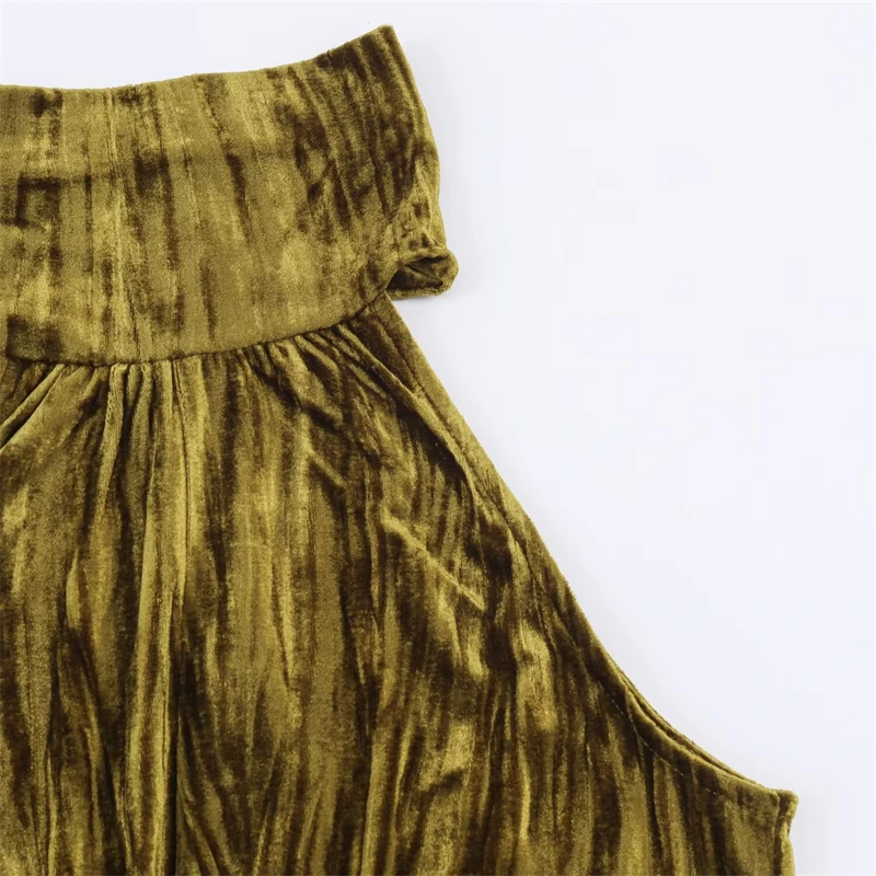 Mit Taillenausschnitt und Kristallschnalle, langes Abendkleid für Damen, Abschlussball und Gala, elegantes Neckholder-Kleid aus goldenem Samt