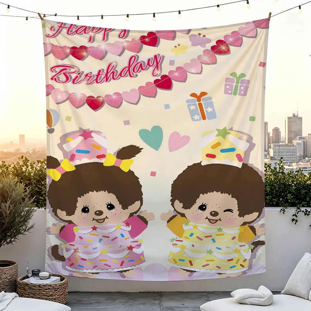 Cartoon M-Monchhichi Flag Personalized Banner For Football Festival Gym Outdoor Garden Sports Party Gift Decor Banner