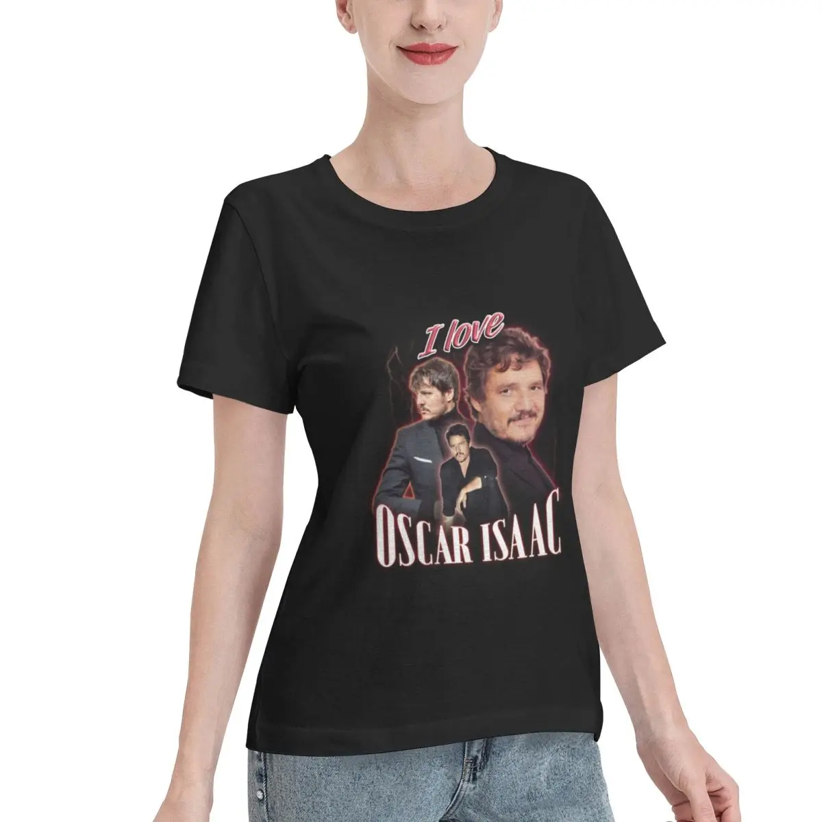 Wardrobe Essential I Love Oscar Isaac Pedro Pascal Cursed Fan Collage Women's T-shirt Korean Style Loungewear Top
