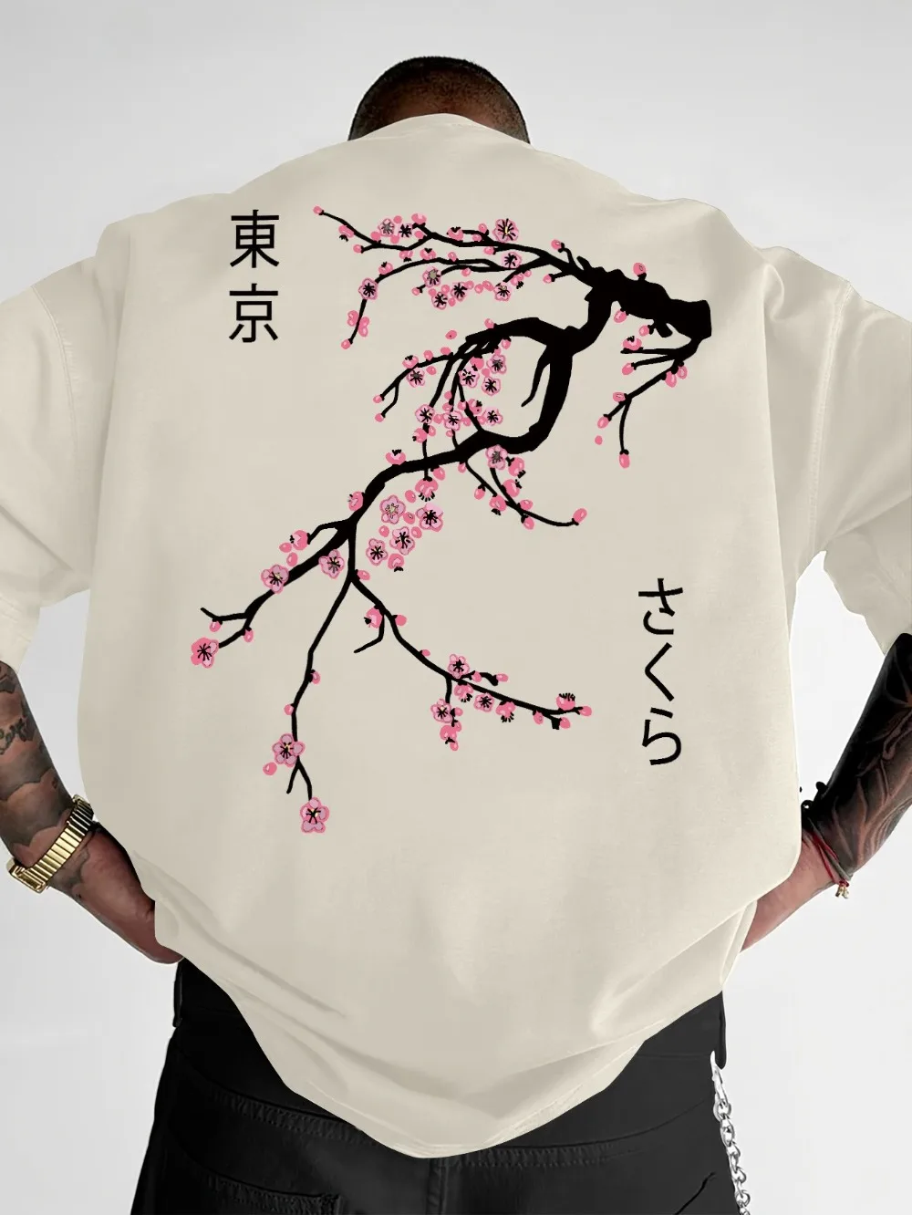 Cherry Blossom and Wind Text Pattern 3D Print Sport Quick-dry Breatha Men T-shirt Outdoor Casual Fashiona parent-child Clothing